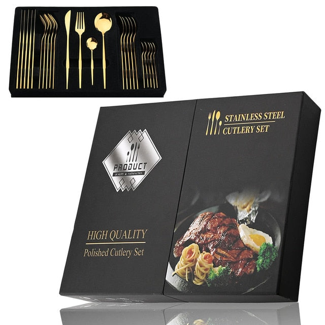 24Pcs Stainless Cutlery Set