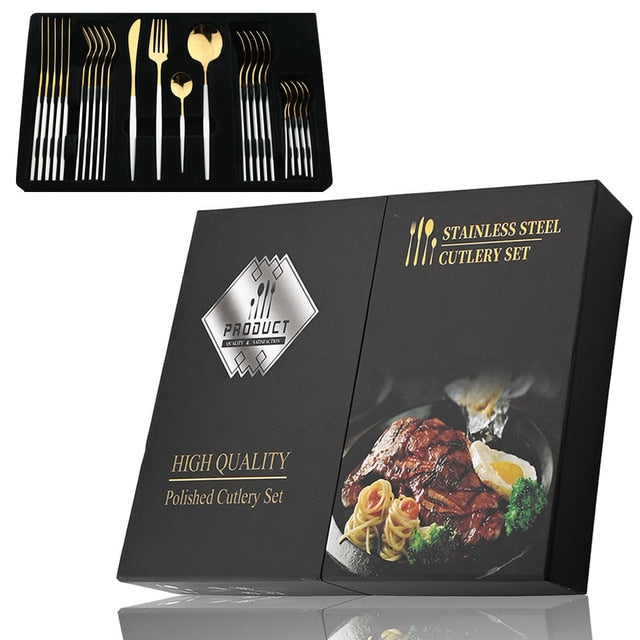 24Pcs Stainless Cutlery Set