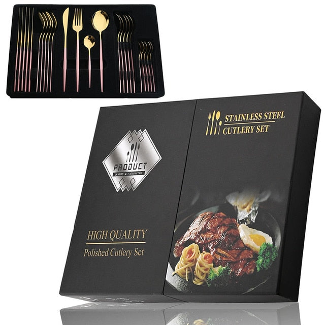 24Pcs Stainless Cutlery Set