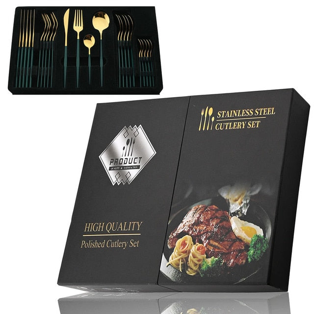 24Pcs Stainless Cutlery Set